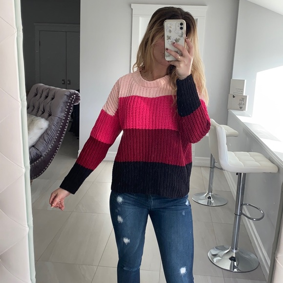 SALE - Francesca Pink Striped Sweater - Picture 2 of 8